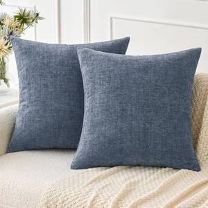 lot 4338 image: MIULEE Pack of 2 Couch Throw Pillow Covers 18x18 Inch Soft Dark Grey Blue Chenille Pillow Covers for Sofa Living Room Solid Dyed Pillow Cases