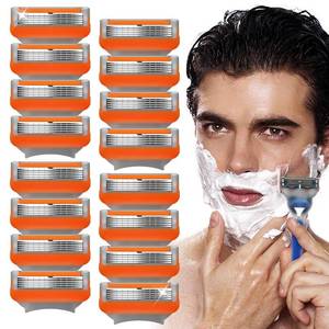 lot 4342 image: 15 Count Razor Blade Shaving Razor Blade Refills, Mens Shaving Blades Refills-Orange New Version