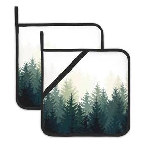 lot 4343 image: Foggy Forest Pot Holder Set of 2,Kitchen Heat Resistant Potholder for Women Men BBQ Cooking Baking