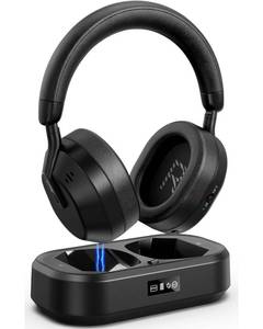 Wireless Headphones for TV with LED Display, TV Headphones Wireless for Seniors with Transmitter Charging Base, No Audio Delay Bluetooth V5.3, Plug and Play, Gift for Seniors/Hearing Impaired (Black)