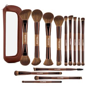 lot 4353 image: MAANGE 13 Pcs Foundation Makeup Brush Set With Bag, Make up Brushes, Double-End Multi Functional Makeup Brushes, Professional Face Brush Set Tools For Liquid Powder Concealer Cream Blush (Brown)
