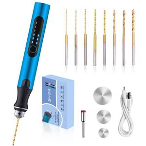 lot 4354 image: 3-Speed Cordless Mini Drill Pen With 8 Small Drill Bits,Rechargeable Electric Hand Drill Pin Vise,Resin Drill Set For Jewelry Making,Resin,Plastic,Wood,Keychains DIY (BLUE)
