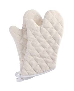 lot 4367 image: Terry Cloth Oven Mitts Heat Resistant to 482° F 15 Inch 100% Cotton Set of 2