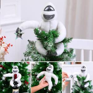 lot 4381 image: Christmas Tree Topper Abominable Snow Monster Ornament, Poseable Handmade Abominable Chimpanzees Hugger with Star, Can be Hung Snowman Tree Topper Xmas Decorations (White)