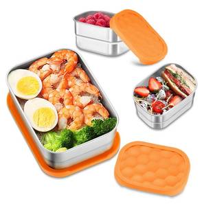 lot 4386 image: HaWare 8oz225oz Stainless Steel Lunch Containers, Leak Proof Food Storage Snack Containers with Silicone Lids, Portable Sandwich Containers, Easy Open Bento Lunch Box for School Daycare