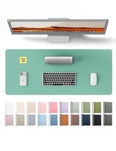 lot 4389 image: YSAGi Leather Desk Protector, Office Mat, Large Mouse Mat, Non-Slip PU Leather Blotter, Laptop Desk Pad, Waterproof Writing Pad for Office and Home (Green-Blue, 23.6 x 13.8)