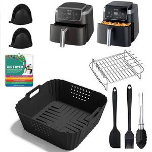 lot 4402 image: 7pcs Accessories for Ninja Air Fryer Pro XL 6-in-1 - AF181 &AF141 6.5 QT Air Fryer, with brushes Clip Spatulas Baking trays Baking Needles Hand Clips,Recipes (6.5QT)