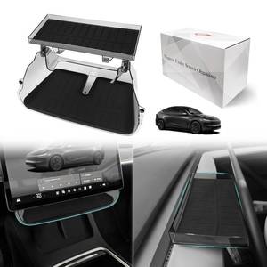 lot 4409 image: BestEvMod Under Screen Storage Compatible with New 2026 2025 Tesla Model Y Juniper Accessories Magnet Install No Tape Needed BehindLower Screen Dashboard Organizer Tissue Holder (Black)