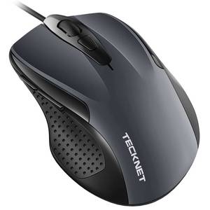 lot 4411 image: TECKNET USB Wired Mouse, 6-Button Corded Computer Mouse with 4 Adjustable DPI, Optical Computer Mice with Ergonomic Design and 5FT Cord for Laptop, Chromebook, PC, Desktop, Mac, Notebook-Gray