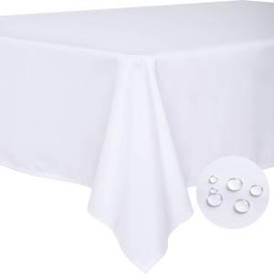 lot 4412 image: BYDOLL Table Cloth White 60x84 Inch Tablecloth for 6 Foot Rectangle Tables Outdoor Washable Wrinkle Free and Spillproof Polyester Tablecloth for Festival Camping Picnic Party Cover