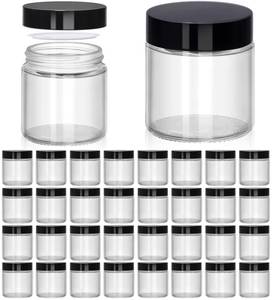 lot 4422 image: UPBUD 4 oz Clear Glass Jars with Lids - 32 Pack Cosmetic Containers with Inner Liners, Wide-Round Smooth Mouth, Sealable for Creams, Lotions, Essential Oils, Body Butter, Travel Samples