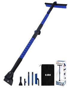 lot 4424 image: E-SDS 59in Car Snow Brush Ice Scraper Bendable Snow Scraper for Cars with Silicone Brush, Extendable Snow Removal Tool for Car, Truck, SUV
