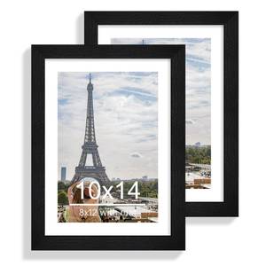 lot 4425 image: Hongkee 10x14 Picture Frame Set of 2, Made of Glass and Rustic Black Wooden Frame, Display 8x12 Pictures with Mat or 30 x 40cm Diamond Painting Art without Mat for Wall Mounting, Gallery Photo Frames
