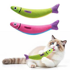 lot 4434 image: PetBusy Cat Toys with5000mg ANatural Catnip &Silvervine Baby Grade Interactive Soft Chew Kicker Cat Toys for Indoor Cats & Kittens, Crinkle &Bell Fish Sound Toy, Drives Bored Cat Crazy with Fun