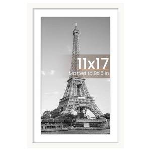 lot 4450 image: upsimples 11x17 Picture Frame, Display Pictures 9x15 with Mat or 11 x 17 Without, Wall Hanging Poster Frames, White, 1 Pack