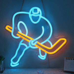 lot 4452 image: OkiyiD Hockey Neon Signs, Hockey Player Neon Lights for Bedroom,Gift Neon Light Suitable for Living Sport Room- 5V USB Power Dimmable Switch with Hanging Chain Hooks
