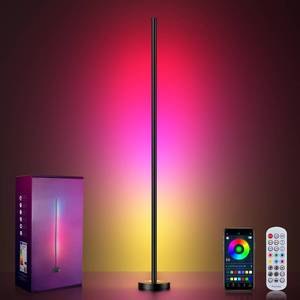 lot 4454 image: OIYN Smart RGBICW LED Corner Floor Lamp - 16 Million DIY Colors, 68 Scenes, Music Sync, App & Remote Control, Color-Changing Ambient Lighting for Living Rooms, Bedrooms, and Gaming Rooms