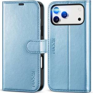 lot 4468 image: TUCCH Case Wallet for iPhone 17 Pro Max (6.9-Inch) 2025, RFID Blocking 4 Card Slots, Kickstand, Magnetic Closure, PU Leather, Shockproof TPU Shell, Protective Flip Cover, Pearly Light Blue