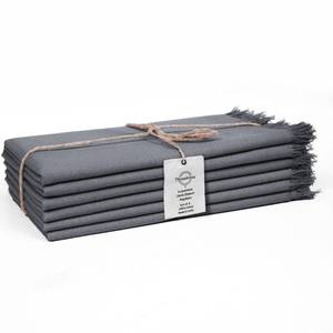 lot 4506 image: Threadvista 100% Cotton Cloth Dinner Napkins Fringes Set of 6 - Perfect for Dining Special Occasions Wedding Holidays Easter Christmas - Soft Durable Washable - Elegant Napkins Large 20x20 Grey