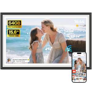 BIGASUO Digital Picture Frame Frameo 15.6 WiFi Electronic Photo Frames Large with 64GB Memory 1920x1080 IPS FHD Touch Screen Share Moments Instantly Anywhere Photo Gifts for Parents and Grandparents