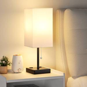 lot 4537 image: aooshine White Table Lamp for Bedside - 3 Color Temperature 3000K 5000K 4000K Bedroom Lamp, Pull Chain Control, USB A and C Ports, AC Outlets, Bulb Included, Medium