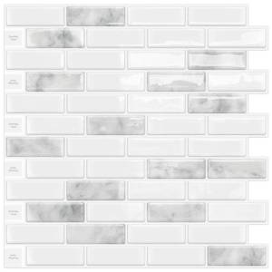lot 4547 image: DEWOO Kitchen Backsplash Self Adhesive Wall 3D Marble Tiles Peel and Stick Bathroom, Grey (10-Sheet, 12x12)