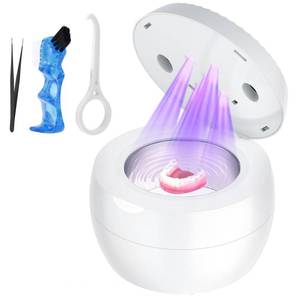lot 4550 image: Ultrasonic Retainer Cleaner Machine, Cleaning Pod for Jewelry Cleaner, Dentures, Mouth Guards, Rings, Earrings, Glasses- 200ML 45kHz One-Touch 5-Minute Deep Clean (White)