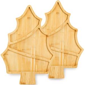 lot 4556 image: Hiceeden 2 Pcs Christmas Tree Charcuterie Board, 15.7 x 11 x 0.6 Bamboo Christmas Serving Tray Cutting Boards, Unique Xmas Cheese Board Snack Tray Fruit for Holiday Party