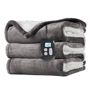 lot 4561 image: Electric Heated Blanket Full Size 72x84, Dual-Sided Soft Flannel & Sherpa, LCD Display 10 Heat Settings with 1-12H Timer & Overnight Safe, Bed & Couch, Machine Washable, Light Grey