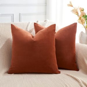 lot 4562 image: GriNeed Throw Pillow Covers Rust Set of 2 16x16 Inch Pillow Covers, Soft Velvet Fall Decorative Cases for Couch Sofa Bed, Home Boho Decor, Modern Farmhouse Cushion Covers