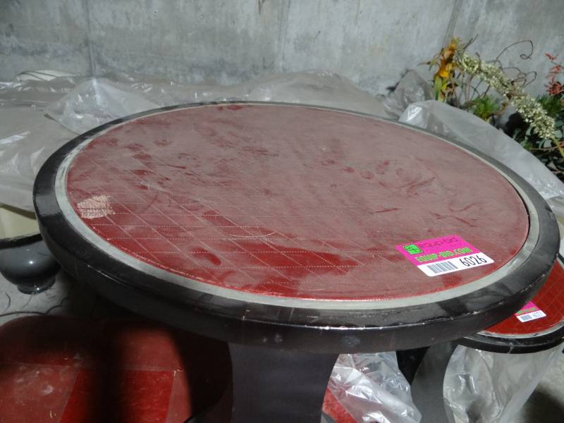 lot 6026 image: Round Side Table with Red Top