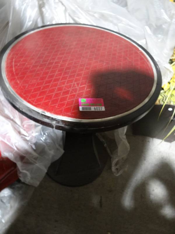 lot 6027 image: Round Side Table with Red Top