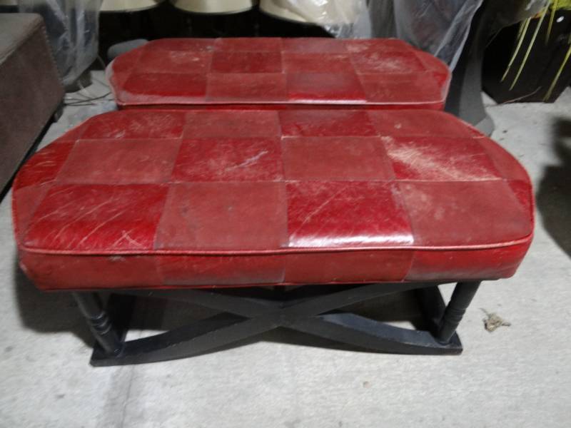 lot 6023 image: Red Leather Ottoman