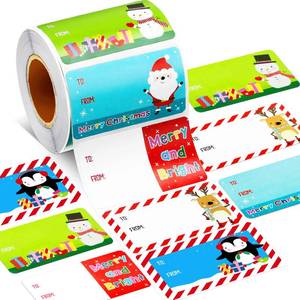 lot 5194 image: Outus 500 Pieces Christmas Tags Self Adhesive Gift Tags for Xmas Presents Christmas Name Labels Stickers for Wrapping Paper Festival Birthday Holiday Decor(Classic Style,2.95 x 1.6 Inch)