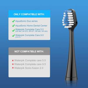 lot 5220 image: Replacement Toothbrush Heads for Waterpik Complete Care 5.09.0 Tooth Brush, Compatible for AquaSonic Duo and Home Dental Center Electric Toothbrush, 8 Count, Black