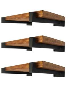 lot 5225 image: EZYDECOR Shelf Bracket 8 Inch Black Shelf Brackets Wall Mounted Industrial Shelving Brackets Metal Shelf Support with Lip (6 Pack)