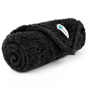 lot 5227 image: PetAmi Fluffy Soft Dog & Cat Blanket - Black Sherpa Fleece, Calming Pet Blanket for Couch, Small 24x32