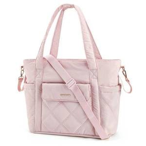 lot 5228 image: mommore Diaper Bag Tote, Small Baby Bag with Insulated Pockets, Lightweight Quilted Tote Bag for Mom with Stroller, Gym Bag with Yoga Strap for Work Nurse Travel