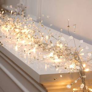 lot 5237 image: Riceshoot 4 Pieces Christmas Ice Wire Clear Garland with Light Wire Acrylic Crystal Garland Faux Diamond Beaded String Christmas Tree Ornaments Holiday Party Decoration (Irregular Cube)