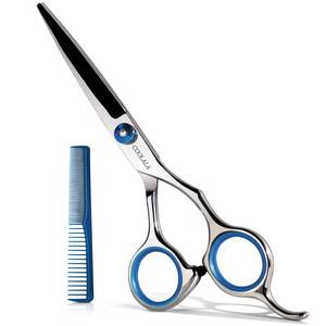 lot 5242 image: COOLALA Stainless Steel Hair Cutting Scissors 6.5 Inch Hairdressing Razor Shears Professional Salon Barber Haircut Scissors, One Comb Included, Home Use for Man Woman Adults Kids Babies