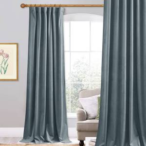 lot 5245 image: StangH Nursery Kids Velvet Curtains 96 inch - Stone Blue Room Darkening Thermal Insulated Curtains for Living Room, Home Decor for Party Backdrop, W52 x L96, 1 Panel