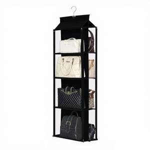 lot 5288 image: Remittur 8 Grids in 1 Rotatable Hanging Purse Handbag Organizer with Double Zippers, Visible Purse Organizer for Closet, Fully Enclosed Handbag Storage Holder-Black