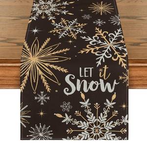 lot 5289 image: Artoid Mode Black Snowflake Let It Snow Winter Table Runner, Seasonal Christmas Kitchen Dining Table Decoration for Home Party Decor 13x72 Inch