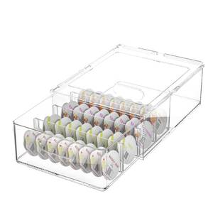 lot 5290 image: Refrigerator Storage Drawer for Bartesian Cocktail Pods, Stackable Bartesian Pod Holder for the Fridge, Hold 32 Bartesian Cocktail Capsules, Refrigerator Organizer Bins Storage Container -Clear chippedcracked corner