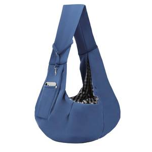 lot 5299 image: Dog Carrier Sling - Reversible Puppy Carrier Purse with Storage Pocket, Hand-Free Dog Sling Carrier for Carry Small Dogs and Cats, Travel Safety Harness, Dog and Cat Harness(Blue)