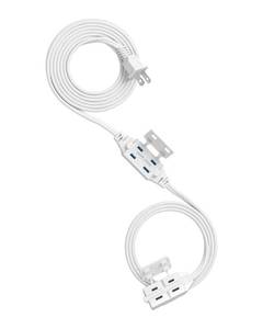 lot 5304 image: DEWENWILS 2 Prong Extension Cord 10FT, 7FT  3FT Indoor Extension Cord, 2 Groups 3 Polarized Outlets with Safety Cap Protect for Home Office, White, 162 SPT-2 ETL Listed, 1 Pack