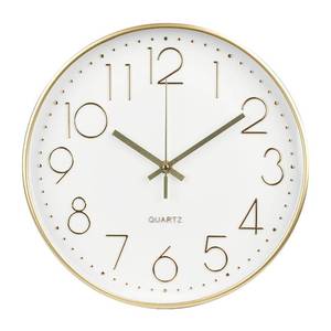 lot 5326 image: bakbrand Wall Clock 12 Inch Non-Ticking Silent Modern Simple Style Round Decor Clock Gold Stereoscopic Dial Quartz Wall Clocks for HomeOfficeSchoolLiving RoomBedroomKitchen