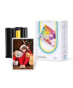 lot 5327 image: Liene Amber M100M200M110M210 4x6 Photo Printer 80 Sheets Photo Paper & 2 Ink Cartridges Refill, Dye Sublimation, Only for Liene DHP512DHP513DHP514DHP515 Printer, for Display, Framing, Scrapbook