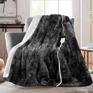 lot 5343 image: MAXEVE Electric Heated Throw Faux Rabbit Fur Blanket with 8 Heating Levels & 8 Hours Auto Off, Fast Heating Warm Cozy Sherpa Washable Blanket with Over-Heat Protection, ETL Certification, Grey