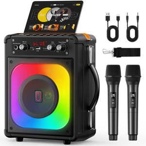 HWWR Karaoke Machine, Portable Bluetooth Speaker with 2 Wireless Microphones for Adults & Kids,Karaoke Speaker for Parties and Gatherings, PA System Supports TWS/USB/TF/REC/AUX and TV Connected NO AUX CORD